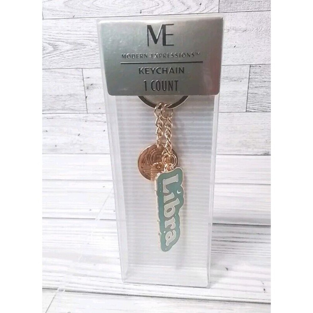 NEW Modern Expressions Libra Aqua & Gold 1 Count Keychain Zodiac